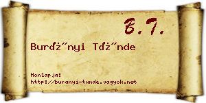 Burányi Tünde névjegykártya