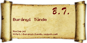 Burányi Tünde névjegykártya
